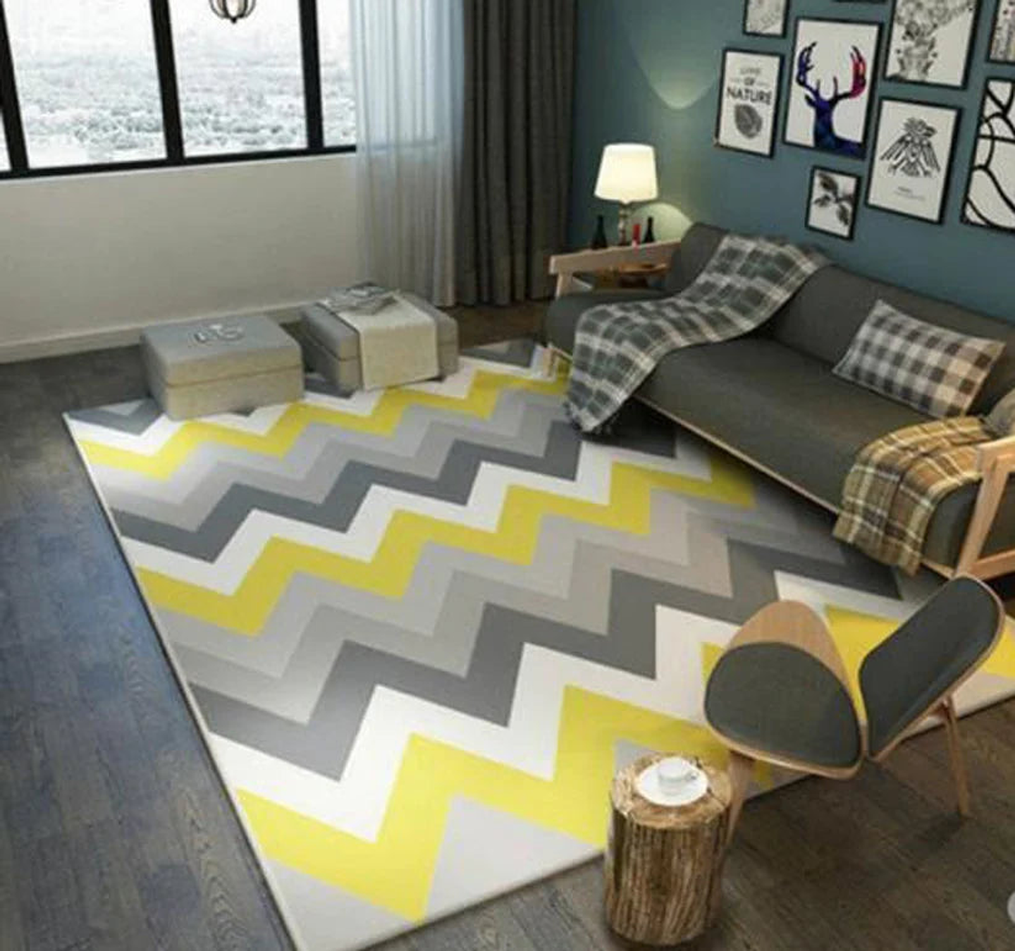 Alfombra Vinílica / Zig Zag Rattan Yellow Grey 4