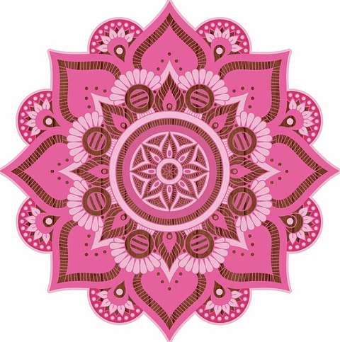 Alfombra Vinílica / Mandala Boho Wood Pink