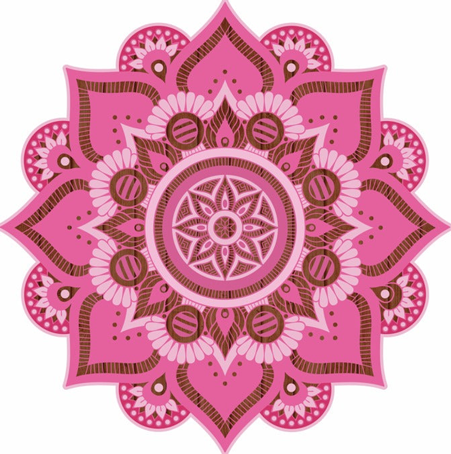 Alfombra Vinílica / Mandala Boho Wood Pink 1