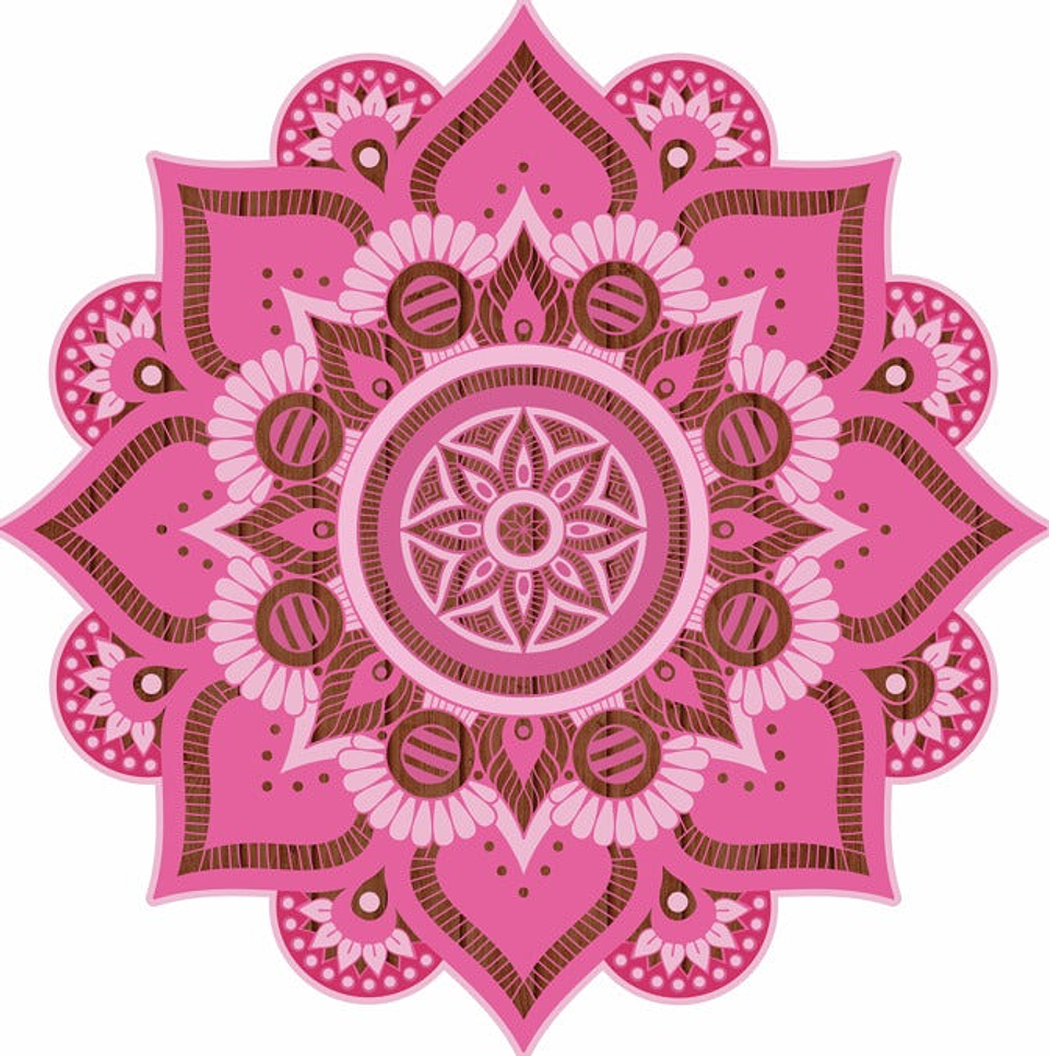 Alfombra Vinílica / Mandala Boho Wood Pink 1