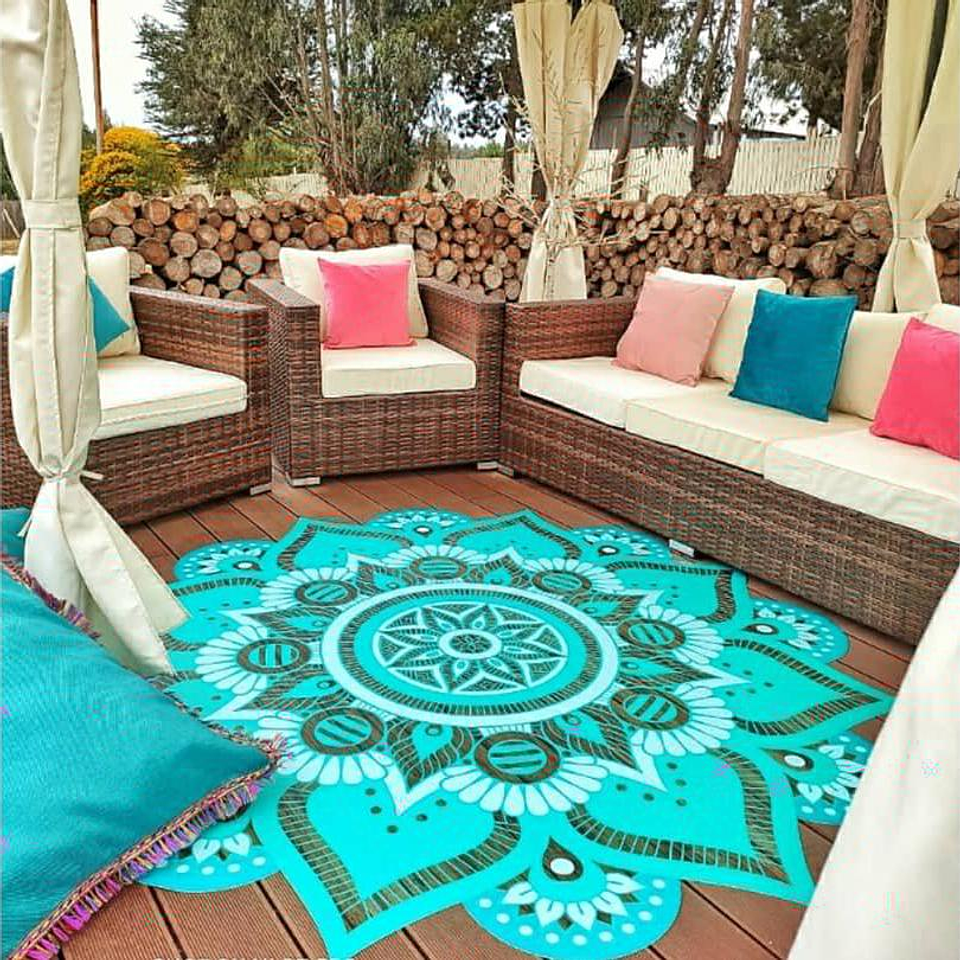 Alfombra Vinílica / Mandala Boho Wood Sky 1