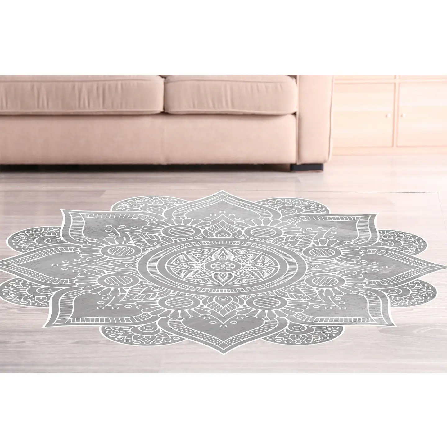 Alfombra Vinílica / Mandala Boho Chic White 2