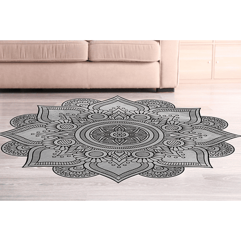 Alfombra Vinílica / Mandala Boho Chic Black