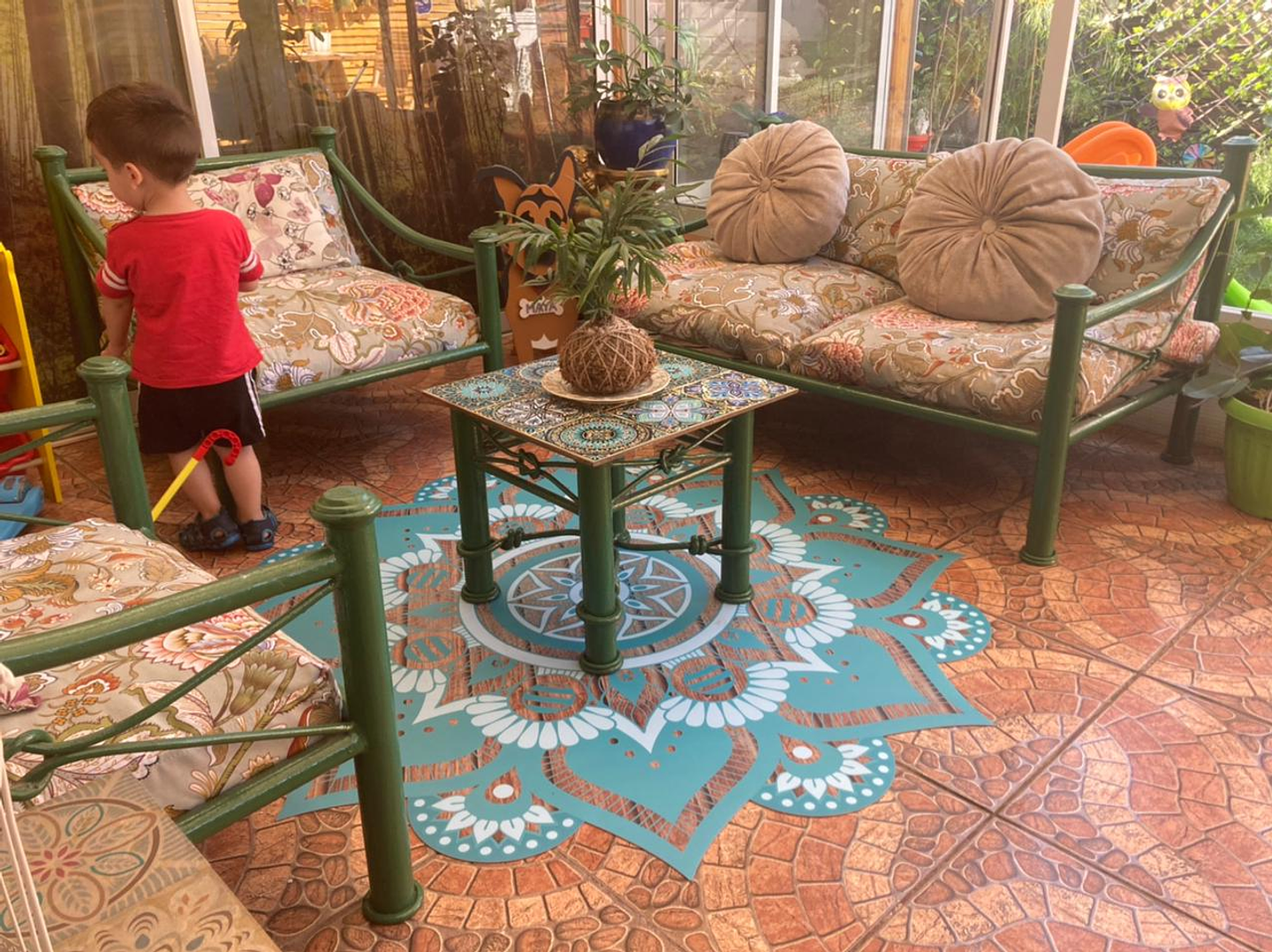 Alfombra Vinílica / Mandala Boho Wood Sky 3