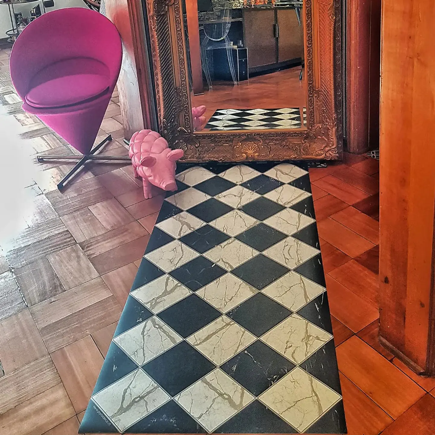 Alfombra Vinílica / Ajedrez Mármol 2