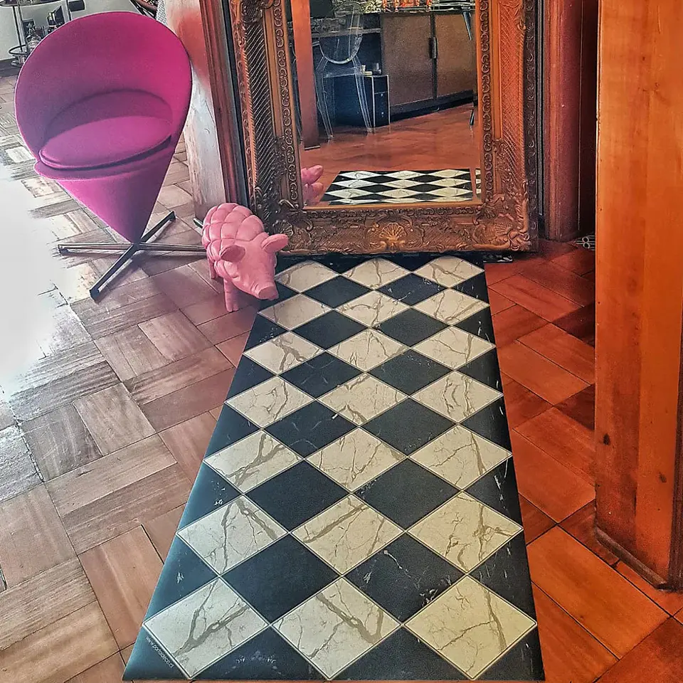 Alfombra Vinílica / Ajedrez Mármol 2