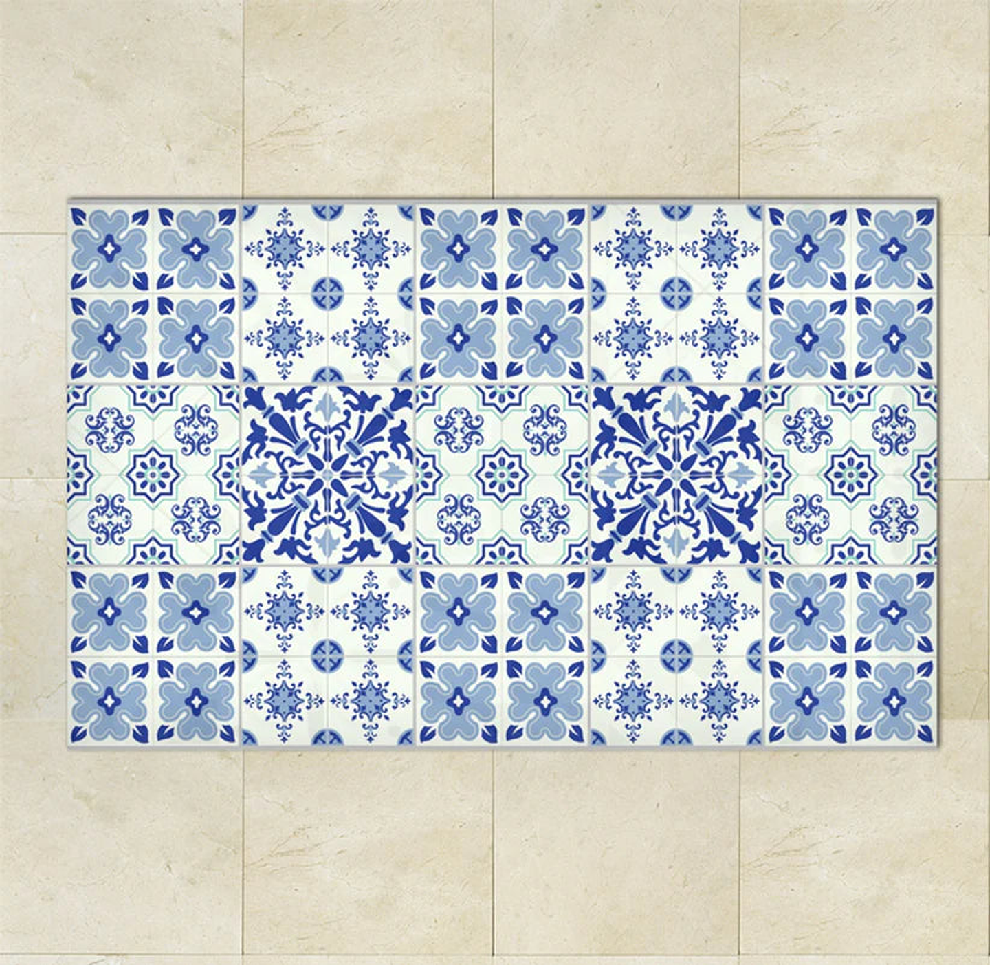 Alfombra Vinílica / Azulejos Azul 1