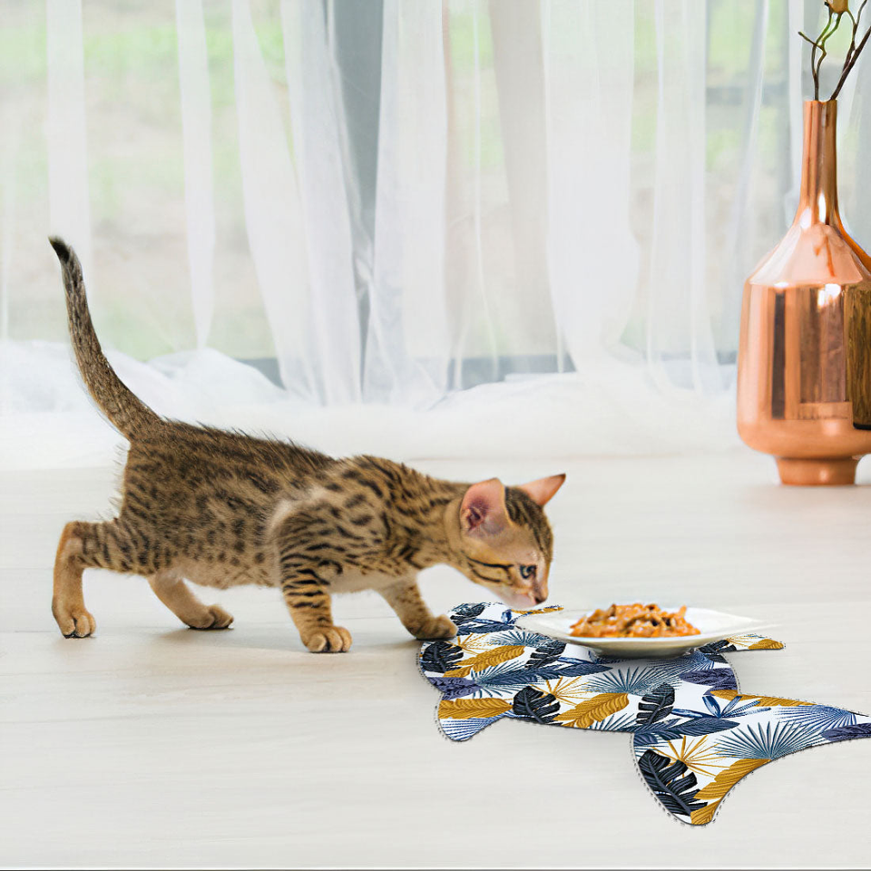 Alfombra Vinílica Pets / Gold Blue Leaves 1