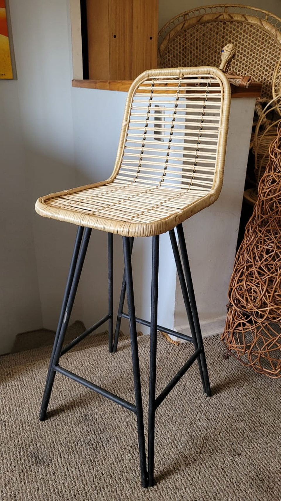 Taburete Mimbre Loft Respaldo alto 2