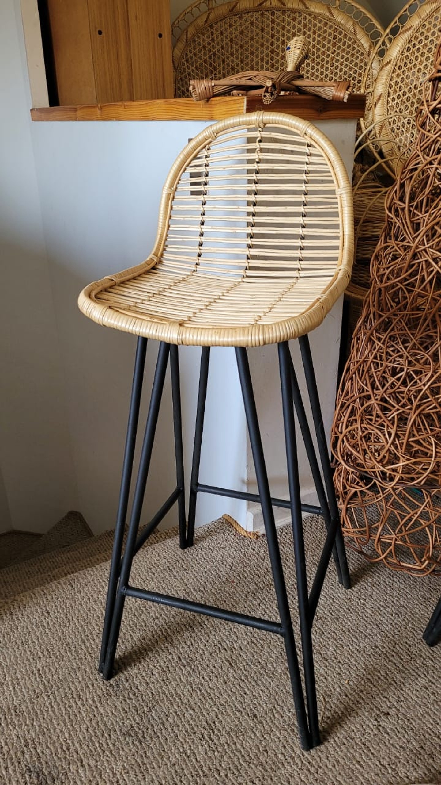 Taburete Mimbre Loft Respaldo alto 3