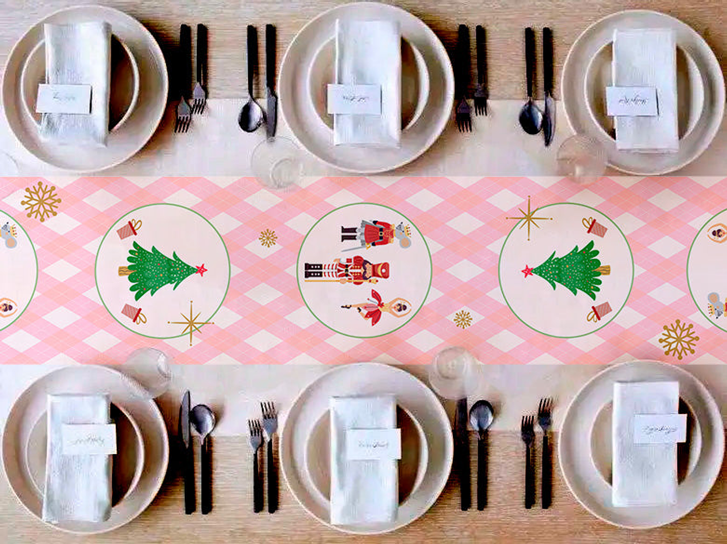 Camino de Mesa Vinílico / Pink Christmas 1