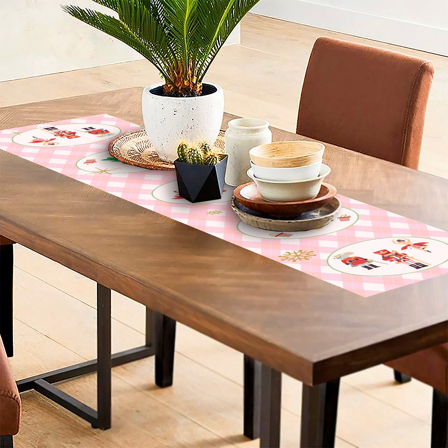 Camino de Mesa Vinílico / Pink Christmas 3