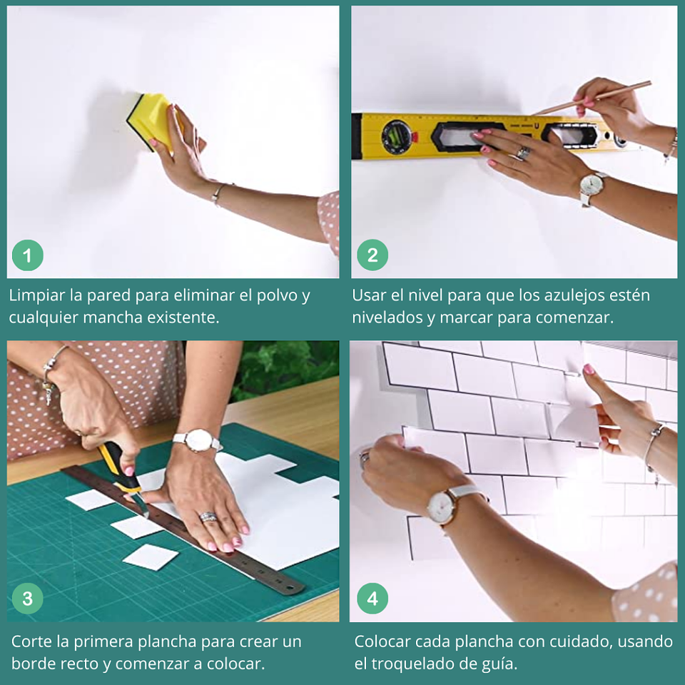 Pack 8 Cerámicos Autoadhesivos / Hexágono Blanco 1659-2 4