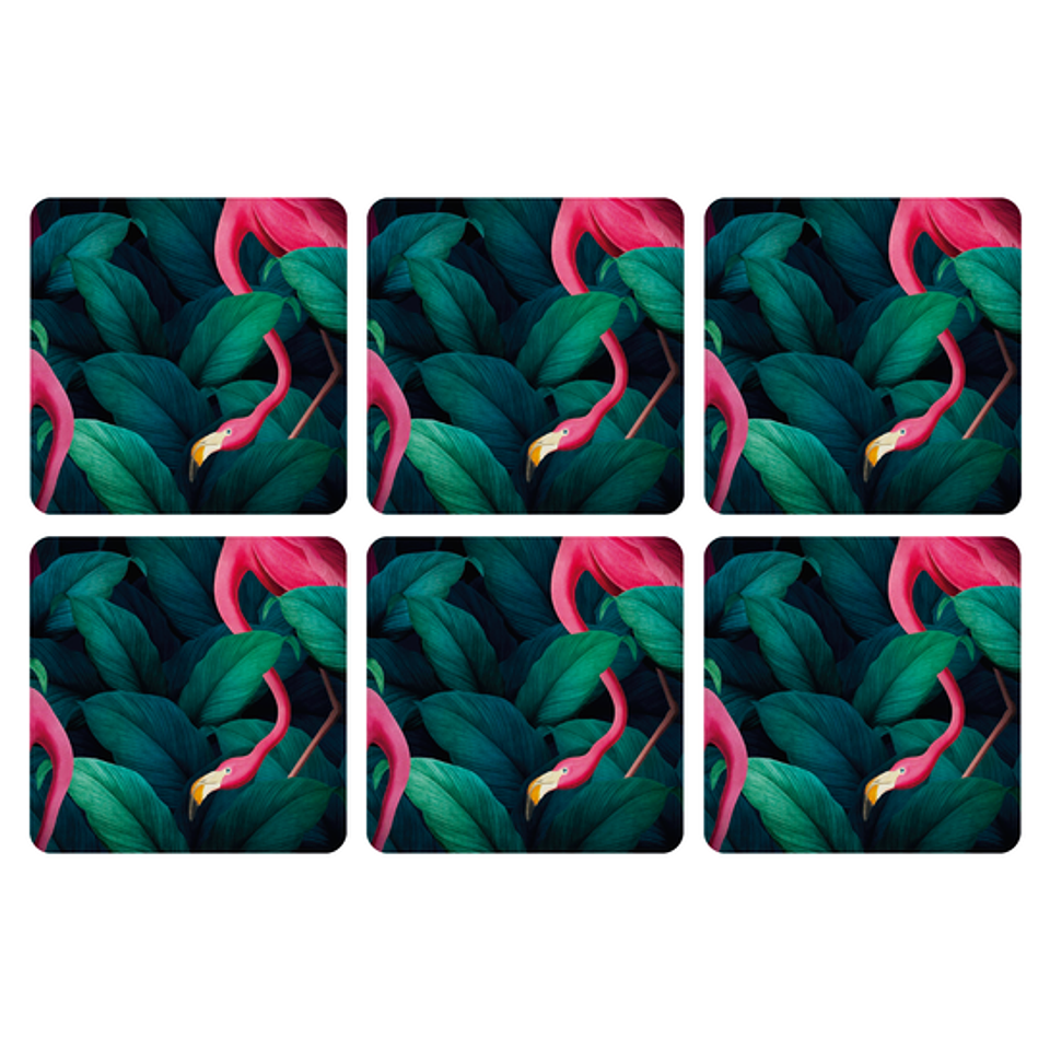 Set Posavasos / Flamingos in the Jungle 1