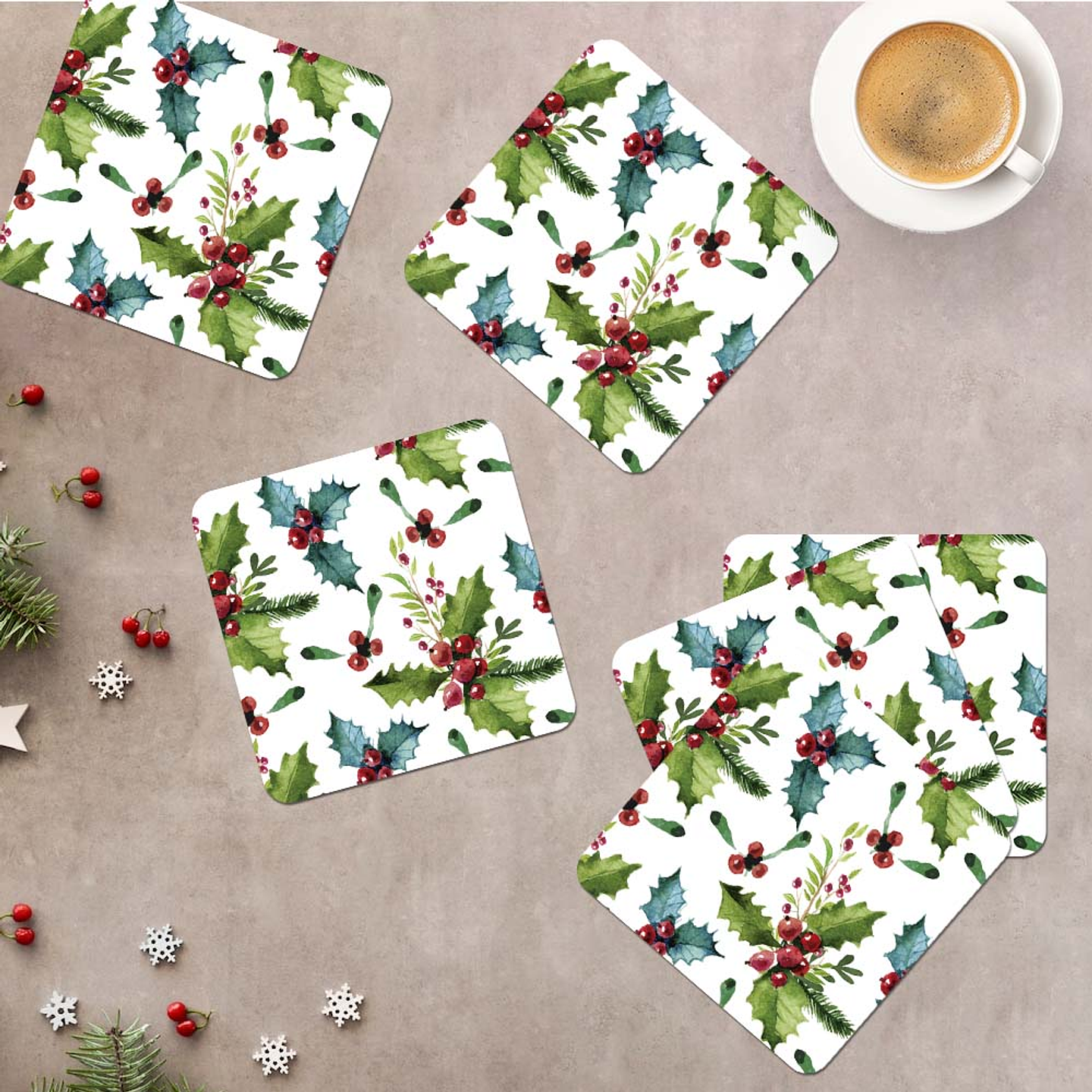 Set Posavasos / Green Xmas 1