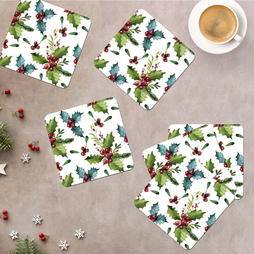 Set Posavasos / Green Xmas 1