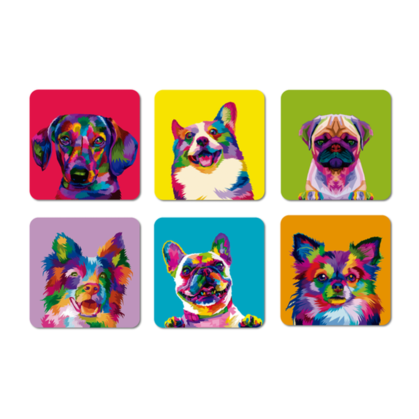 Set Posavasos / Color Dogs 1