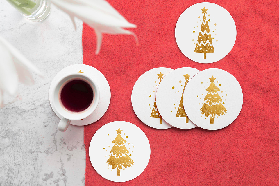 Set Posavasos / Xmas Tree Gold 1