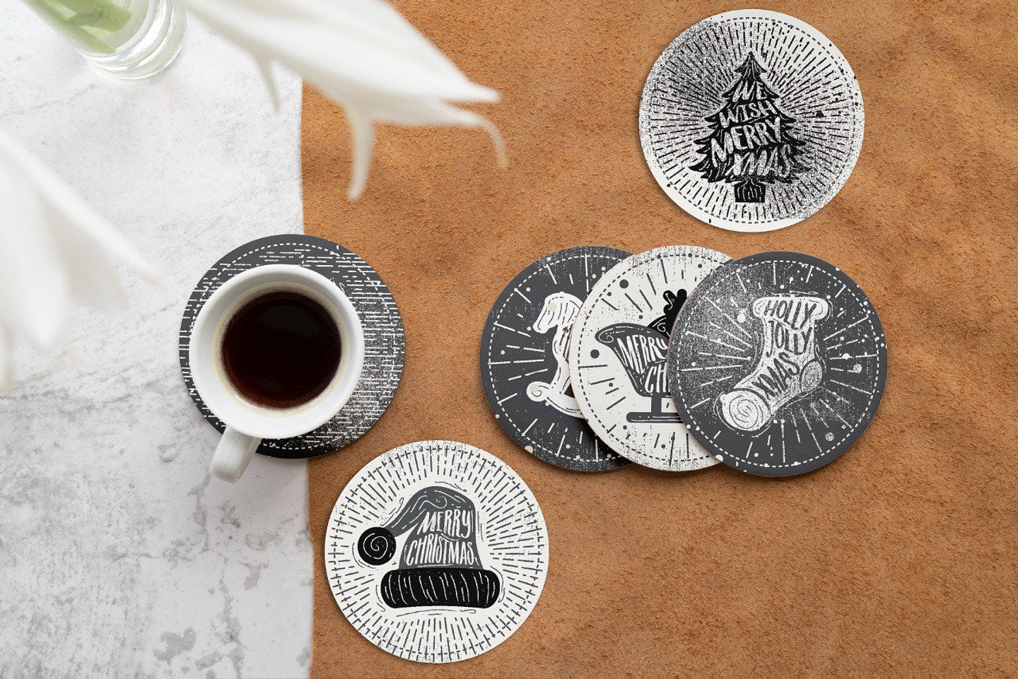 Set Posavasos / Retro Xmas 1