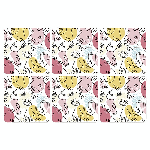 Set Posavasos / One Line Faces