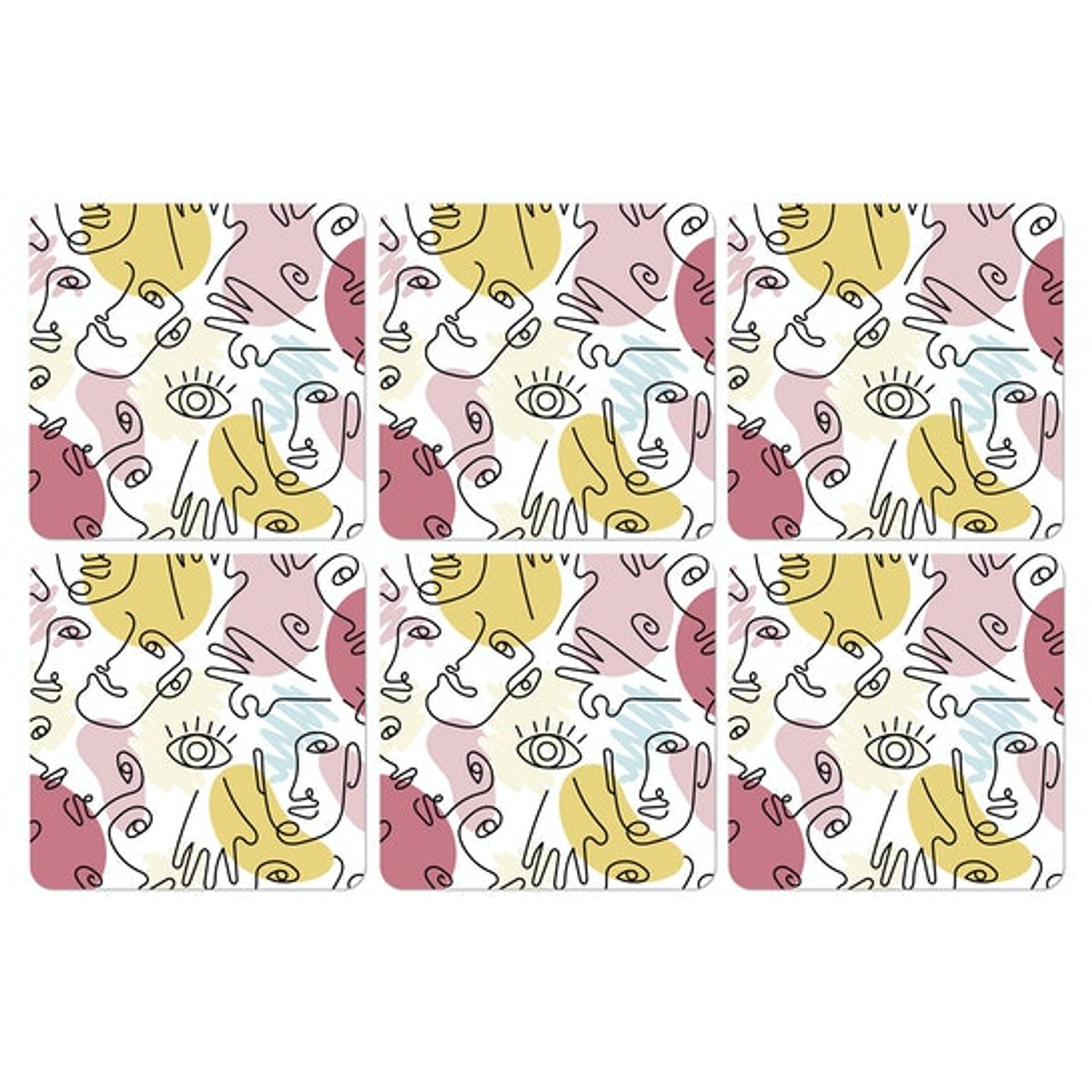 Set Posavasos / One Line Faces 1