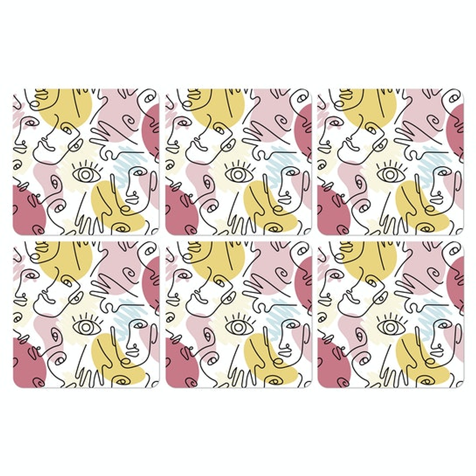 Set Posavasos / One Line Faces 1