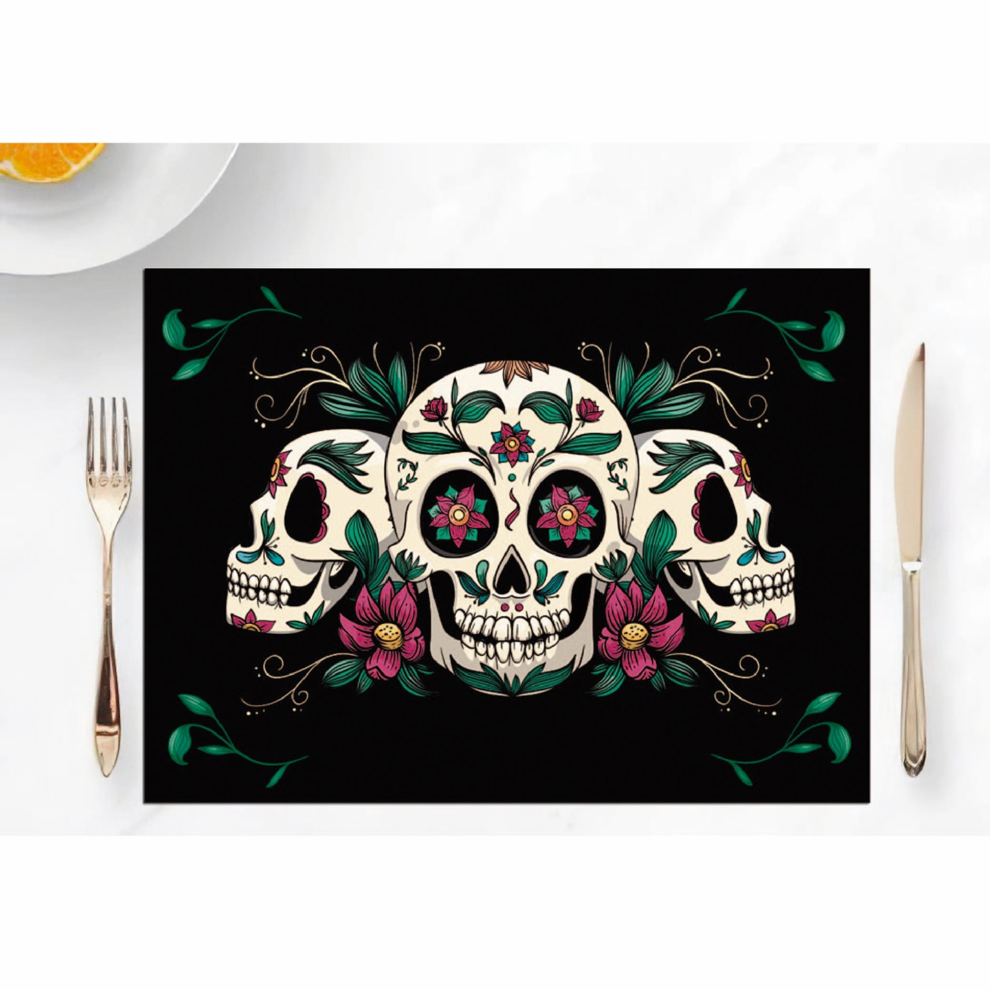 Set Individuales / Calavera Floral 1