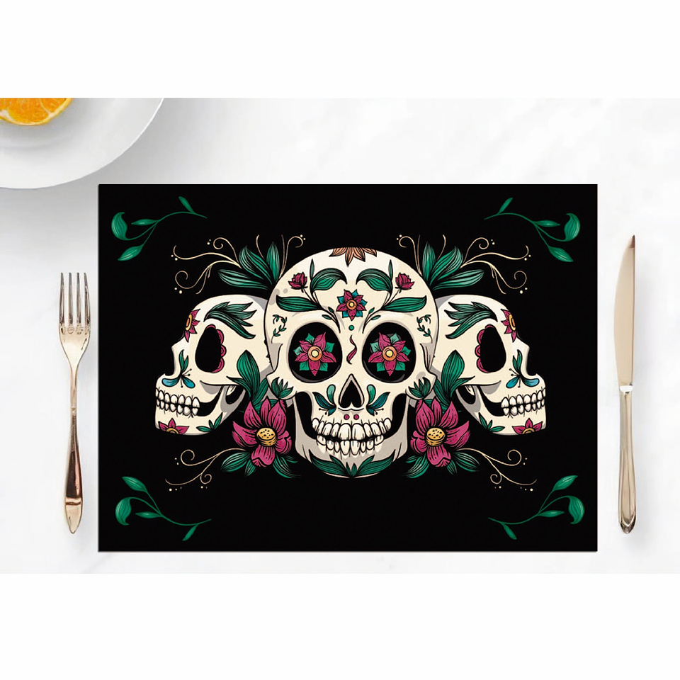 Set Individuales / Calavera Floral 1