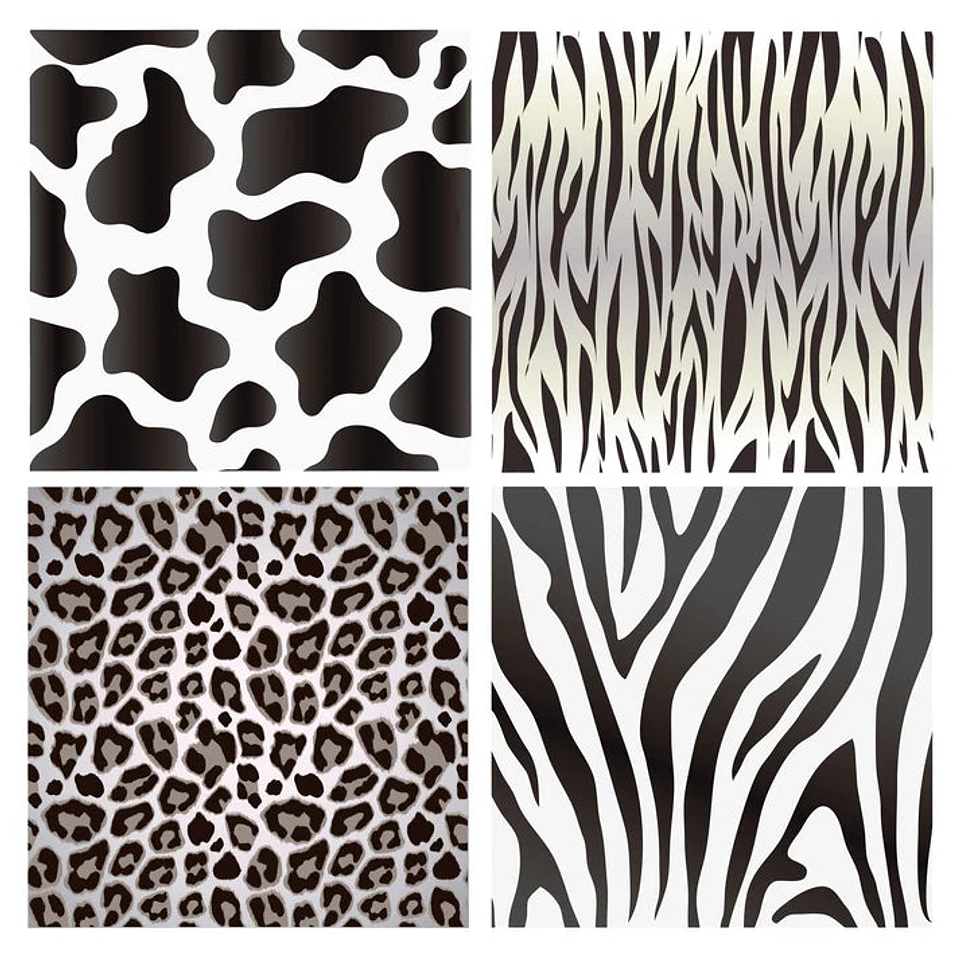 Set Baldosas Adhesivas / B&W Animal Print 1