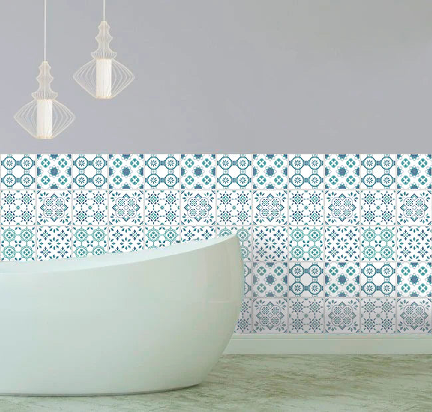 Set Baldosas Adhesivas / Blue Marine Tiles 1