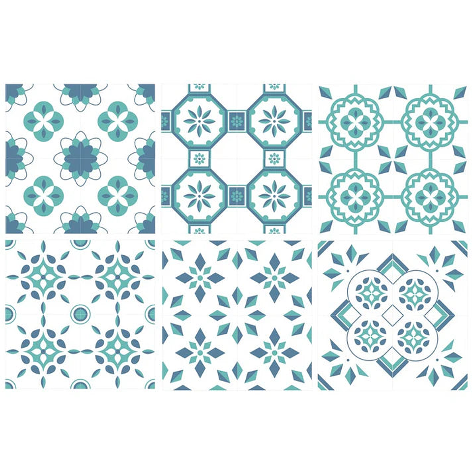 Set Baldosas Adhesivas / Blue Marine Tiles 2
