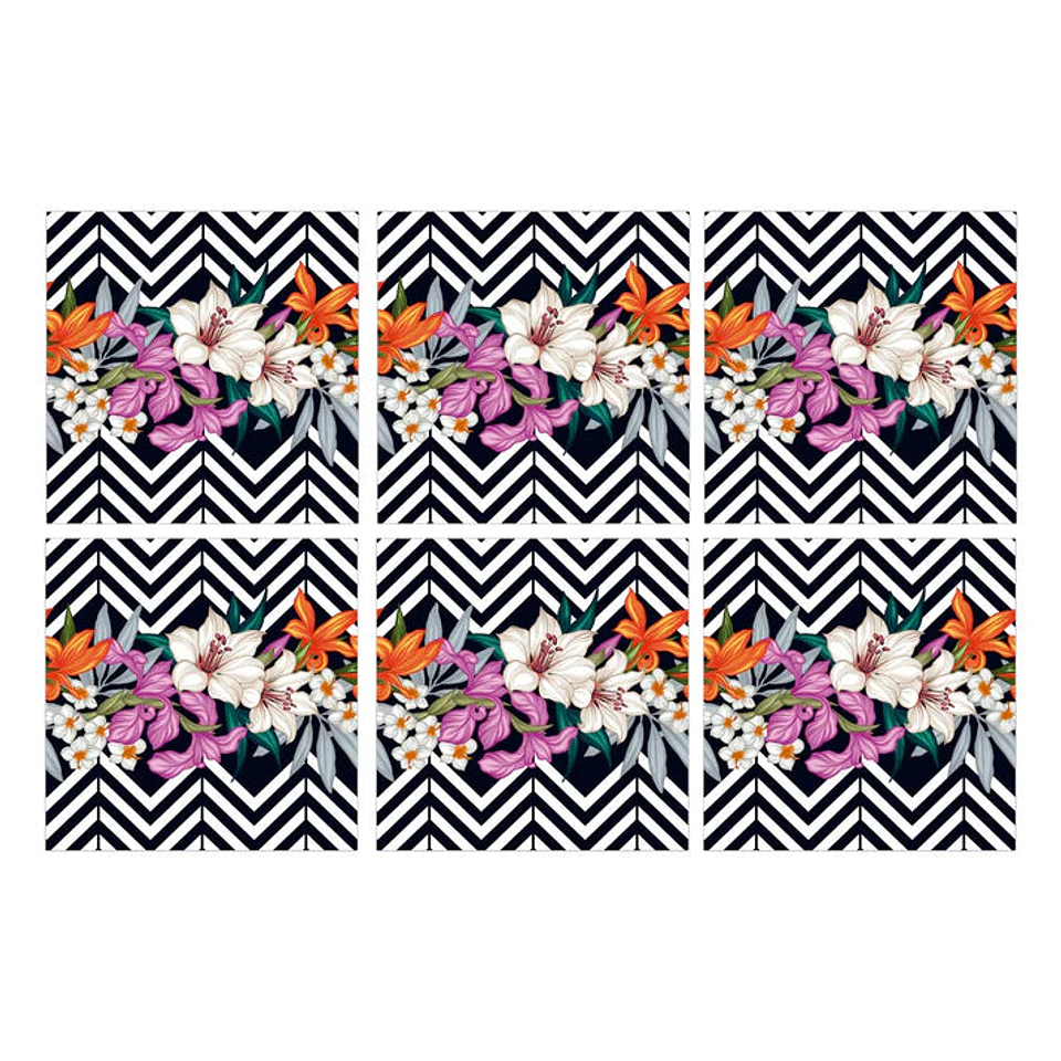 Set Baldosas Adhesivas / Flower ZigZag 1