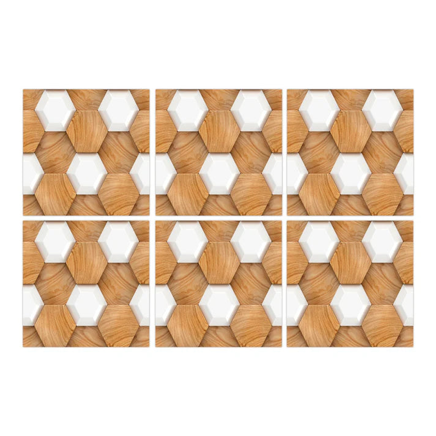 Set Baldosas Adhesivas / Hexa Wood 1