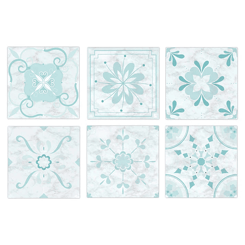 Set Baldosas Adhesivas / Romantic Aqua