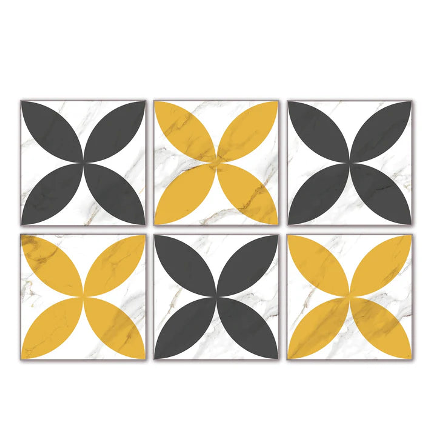 Set Baldosas Adhesivas / Retro Marble Grey-Yellow 1