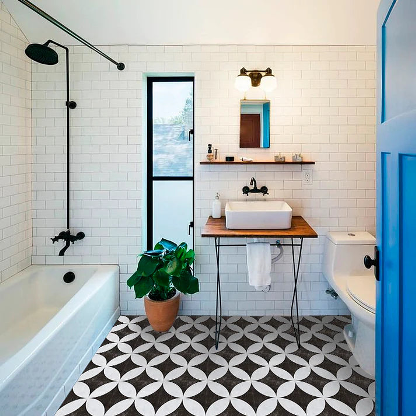 Set Baldosas Adhesivas / Retro Tile Black 2