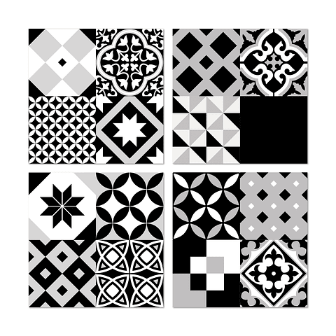 Set Baldosas Adhesivas / Estocolmo B&W