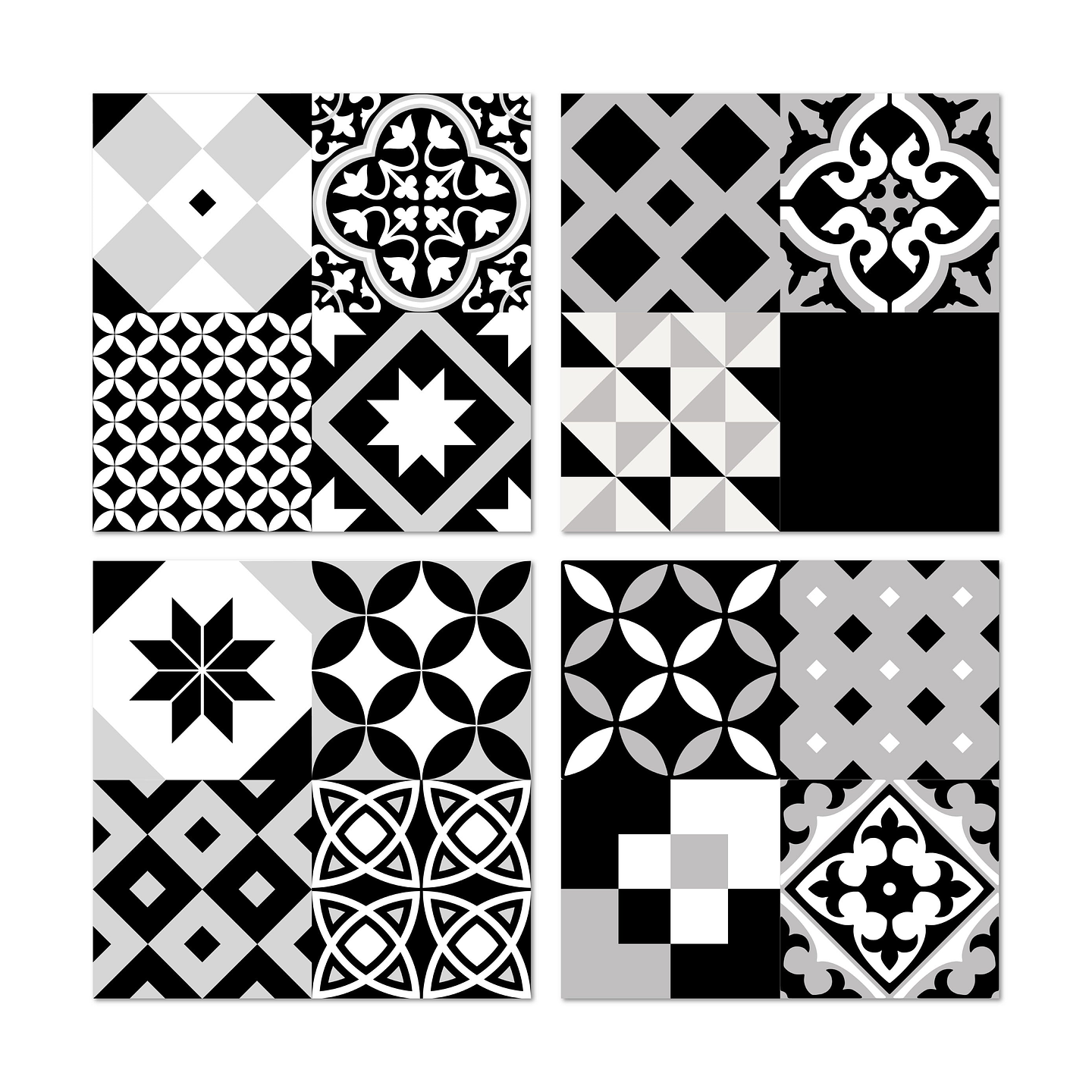 Set Baldosas Adhesivas / Estocolmo B&W 1