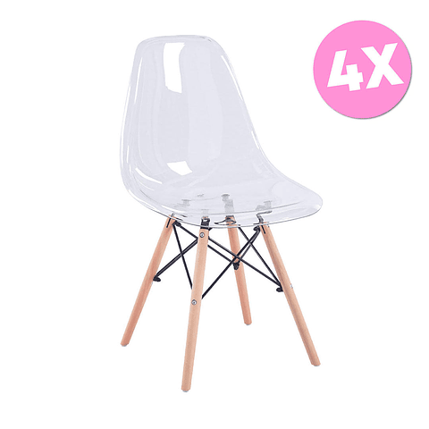 Pack 4 Sillas Eames Transparentes (Kl)