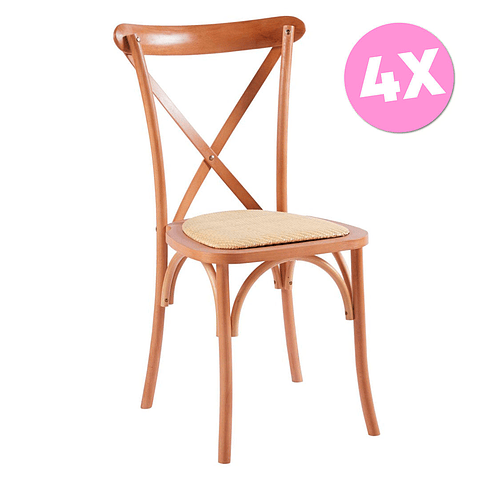 Pack 4 Sillas Rattan Crossback (Kl)