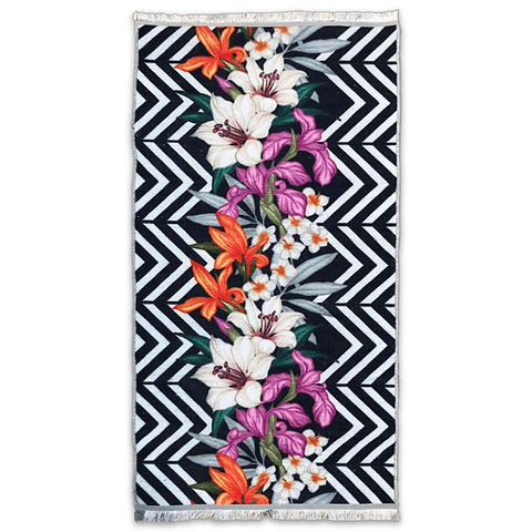 Alfombra Chenille Flowers Zig-Zag 150x78cm