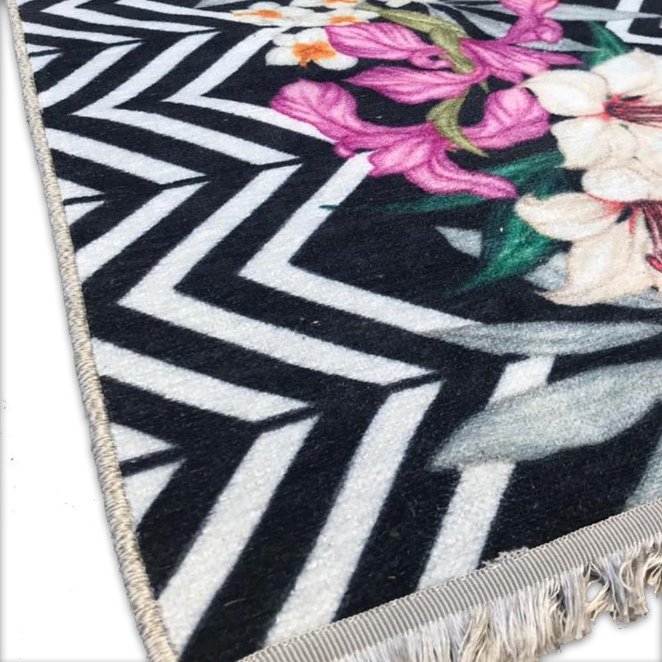 Alfombra Chenille Flowers Zig-Zag 150x78cm 3