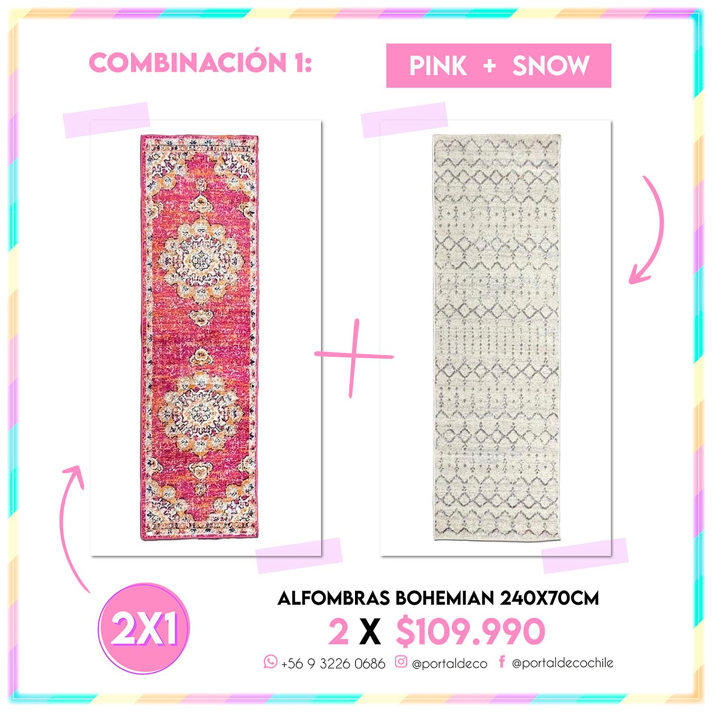 Pack 2 Alfombras Bohemian 240x70cm 1