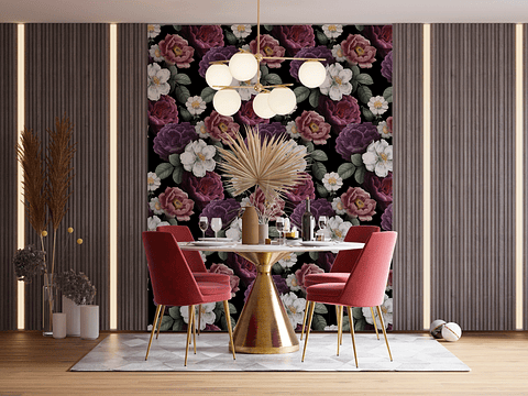 Papel Mural / Black Flowers