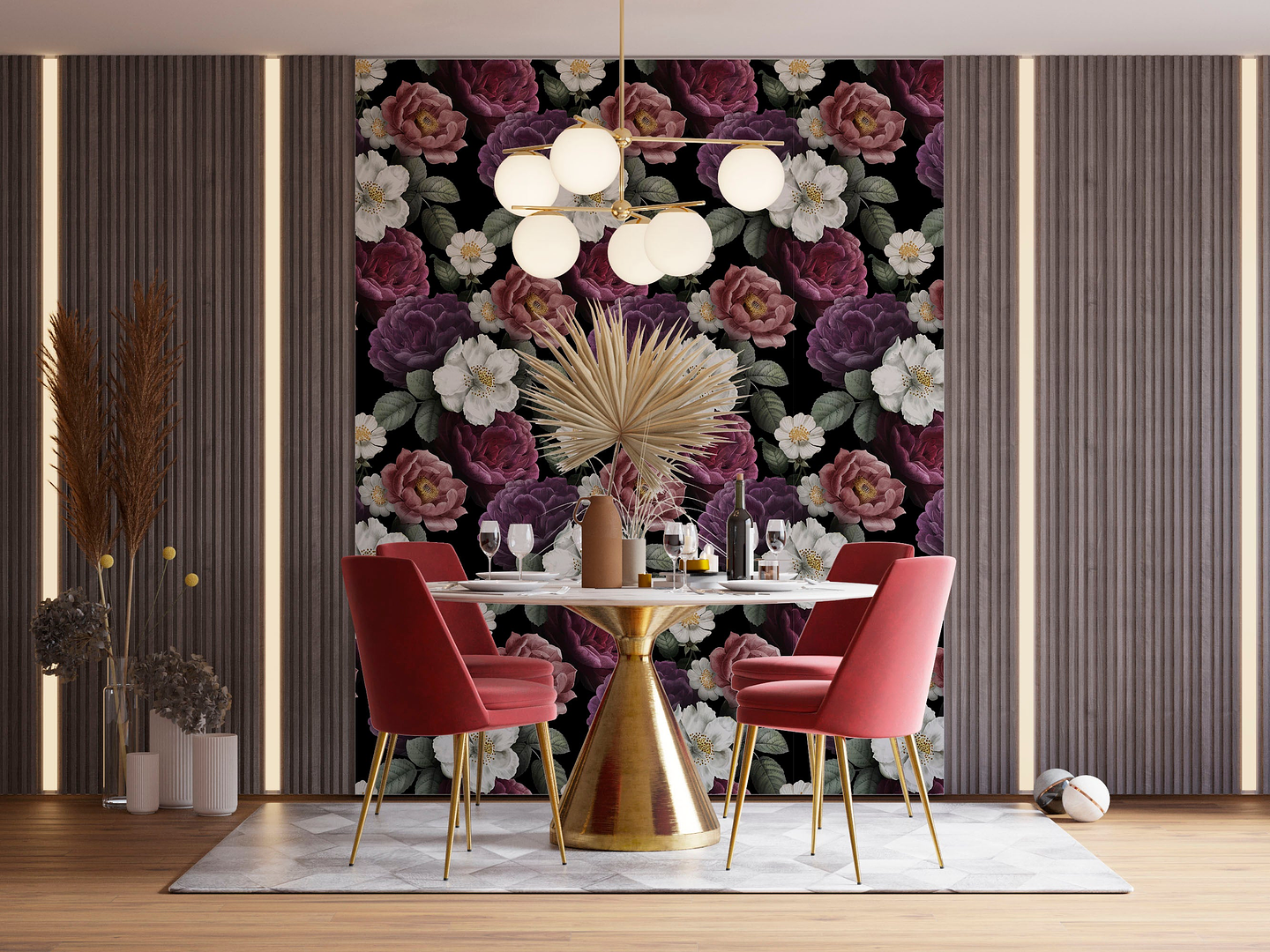 Papel Mural / Black Flowers 1