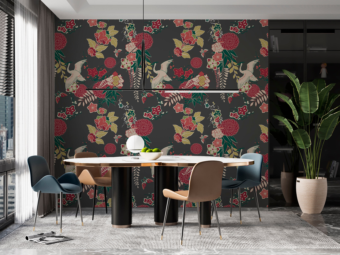 Papel Mural / Grulla Floral 1