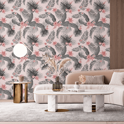 Papel Mural / Grey Flowers