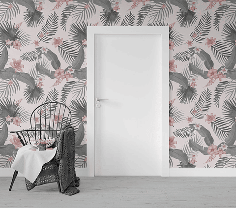Papel Mural / Grey Flowers