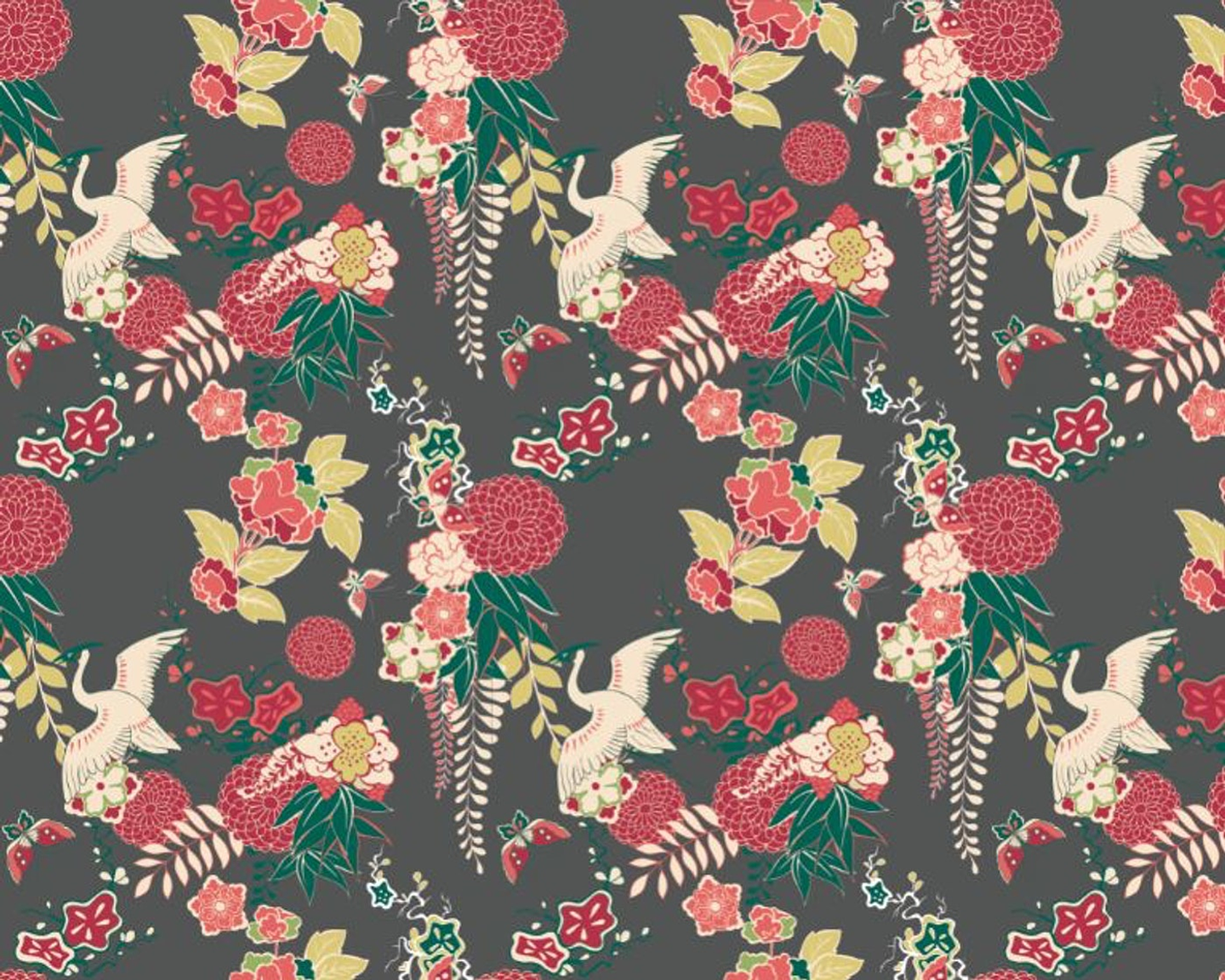 Papel Mural / Grulla Floral 3