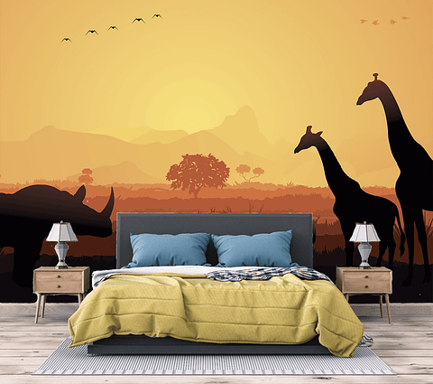Papel Mural / Giraffe Sunset